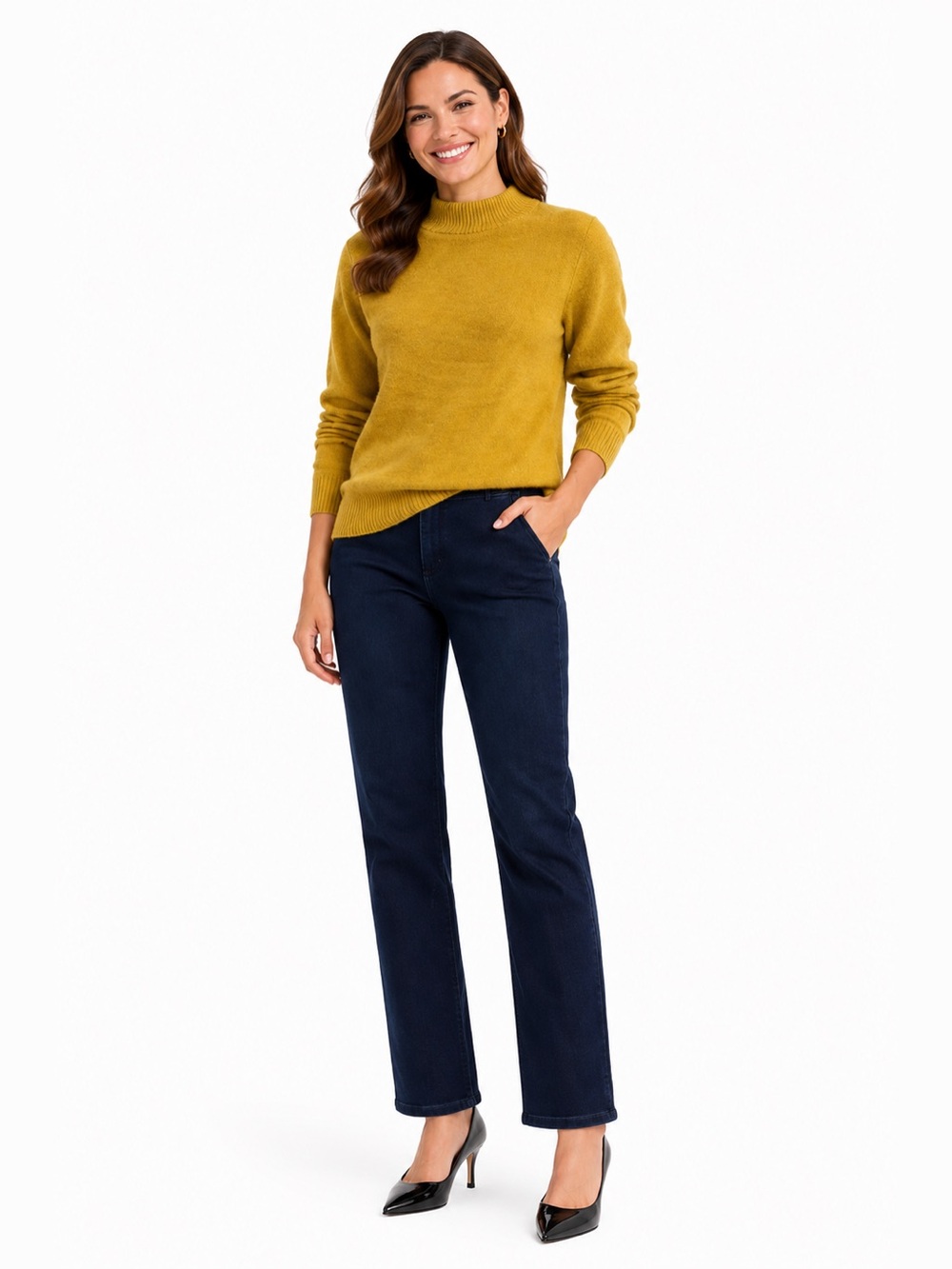 Chelsea & Theodore Mustard Turtleneck Sweater